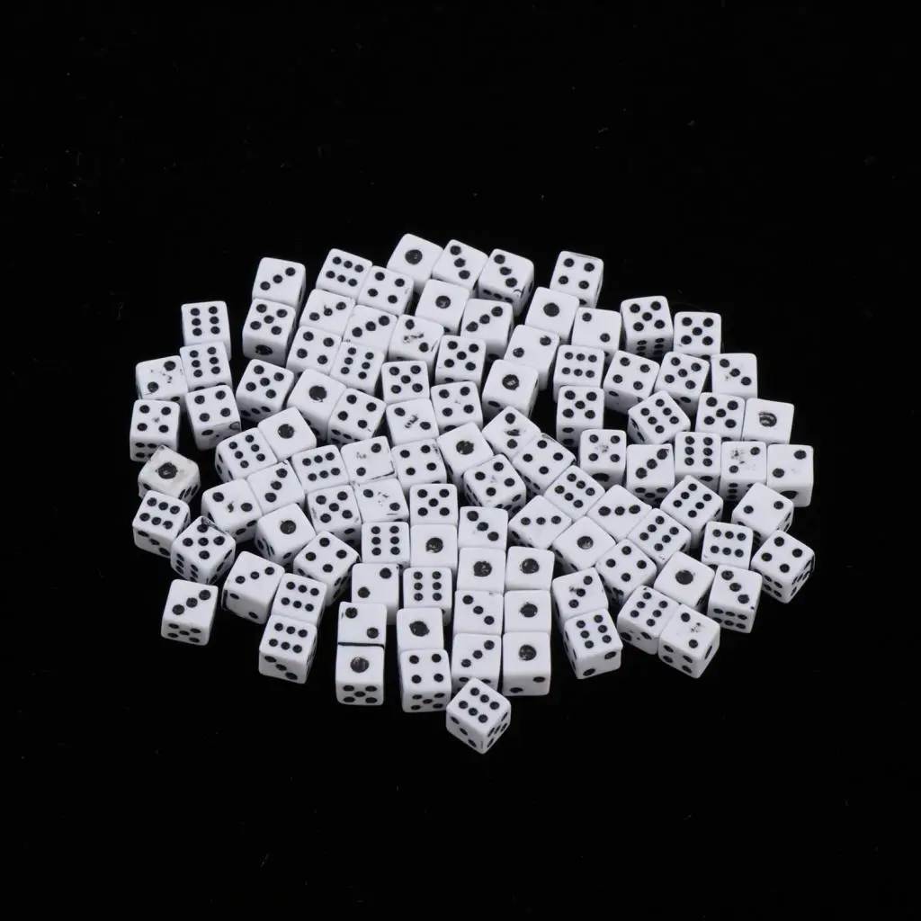 100 Sets of 6 Side Dice White Color for Board Game