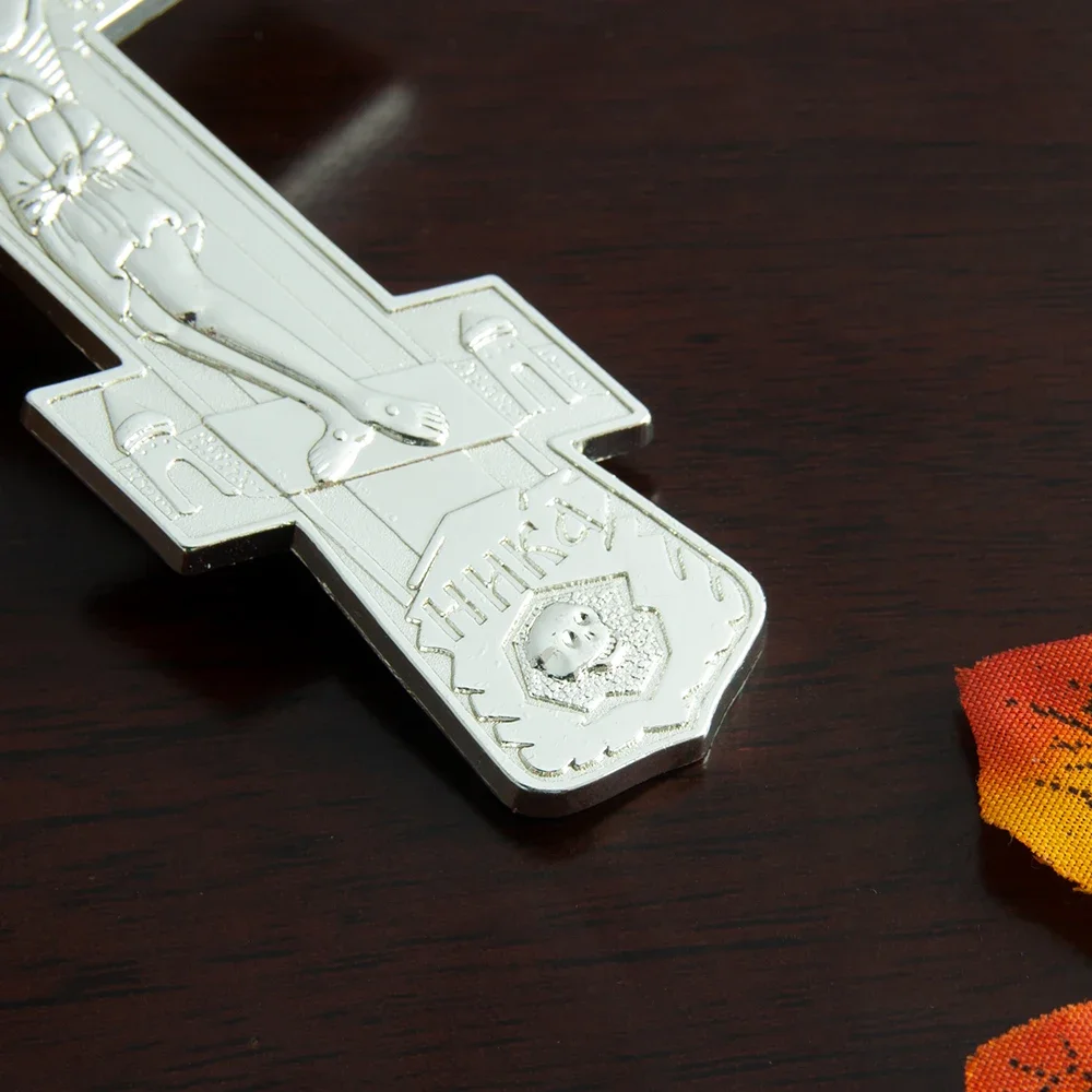 HTISOK Orthodoxes Jesus-Kreuz, Jesus-Kruzifix, vergoldetes Brustkreuz, Anhänger-Halskette für Priester, Bischof, religiöses Geschenk – Detail 7
