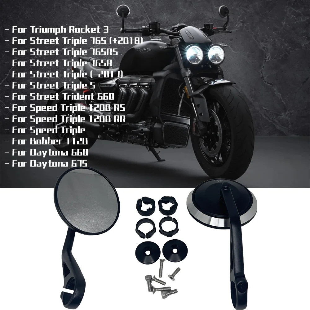 Motorcycle Handlebar Rearview Bar End Mirror For Rocket 3 Street Triple S 765 765RS 765R Trident 660 Speed Triple 1200RS 1200RR