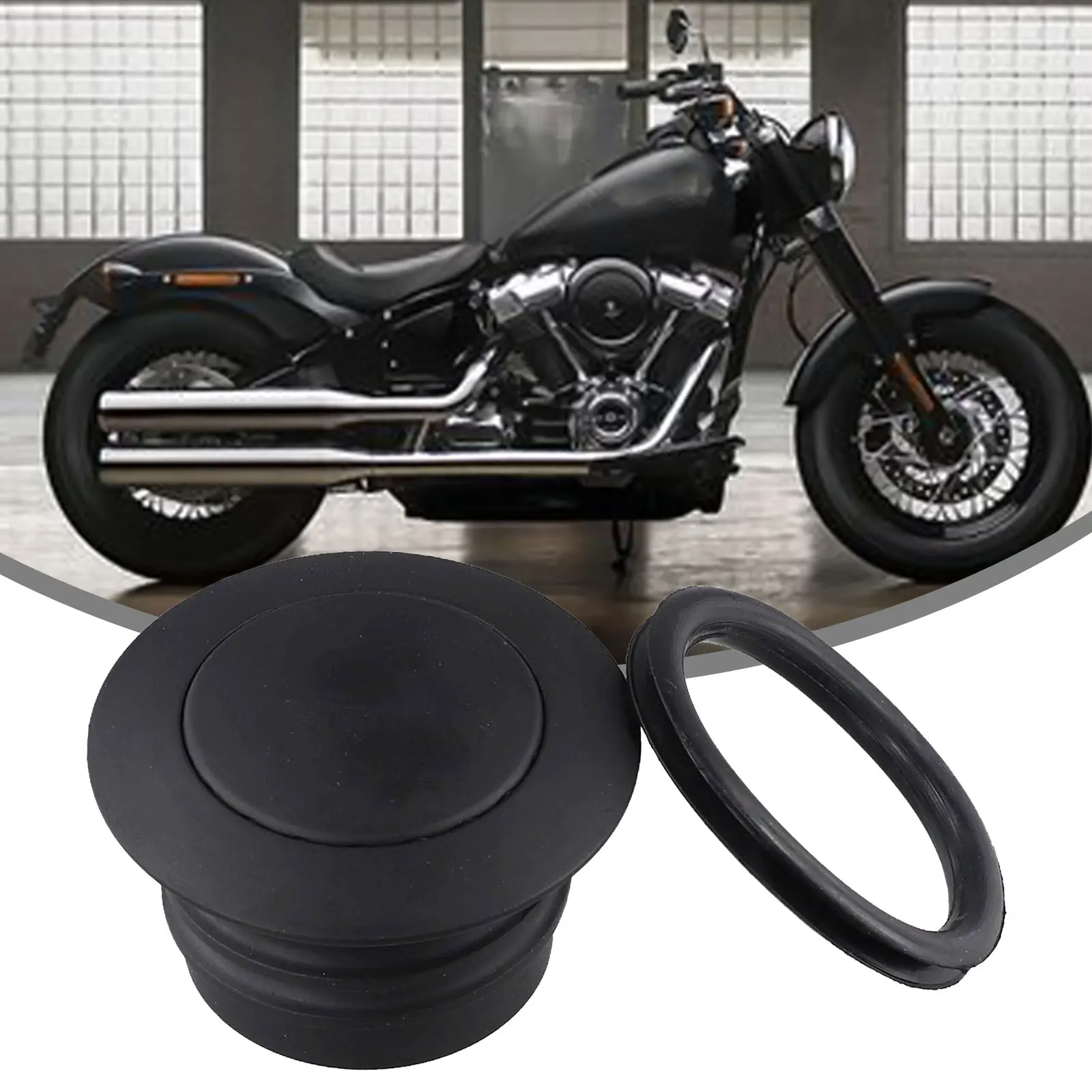 Black Flush Mount Gas Tank Cap for Softail Slim FLSL For Sport Glide FLSB 2018 2023 OEM Number 61100132/61100131