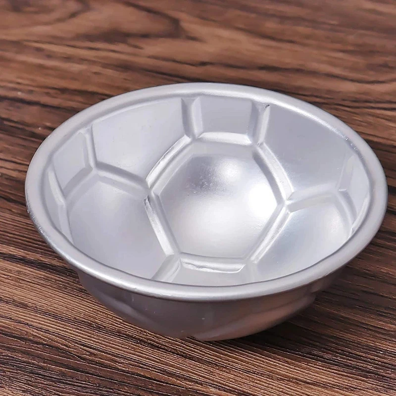 6 Pcs Mini Soccer Ball Cake Pan,Aluminum Cupcake Baking Pans,Half Sphere Shape Chocolate Pudding Tiny Mold Decorating