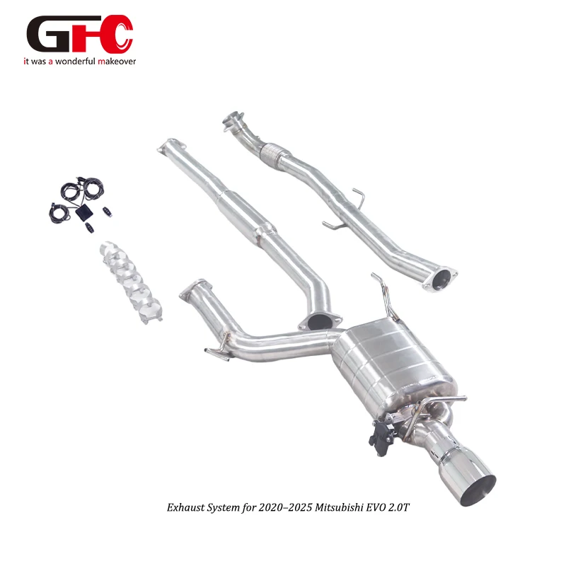 Single Exit Valved Exhaust for Mitsubishi Lancer EVO 2.0T - GFC Cat-Back System with Single Muffler & Single Valve