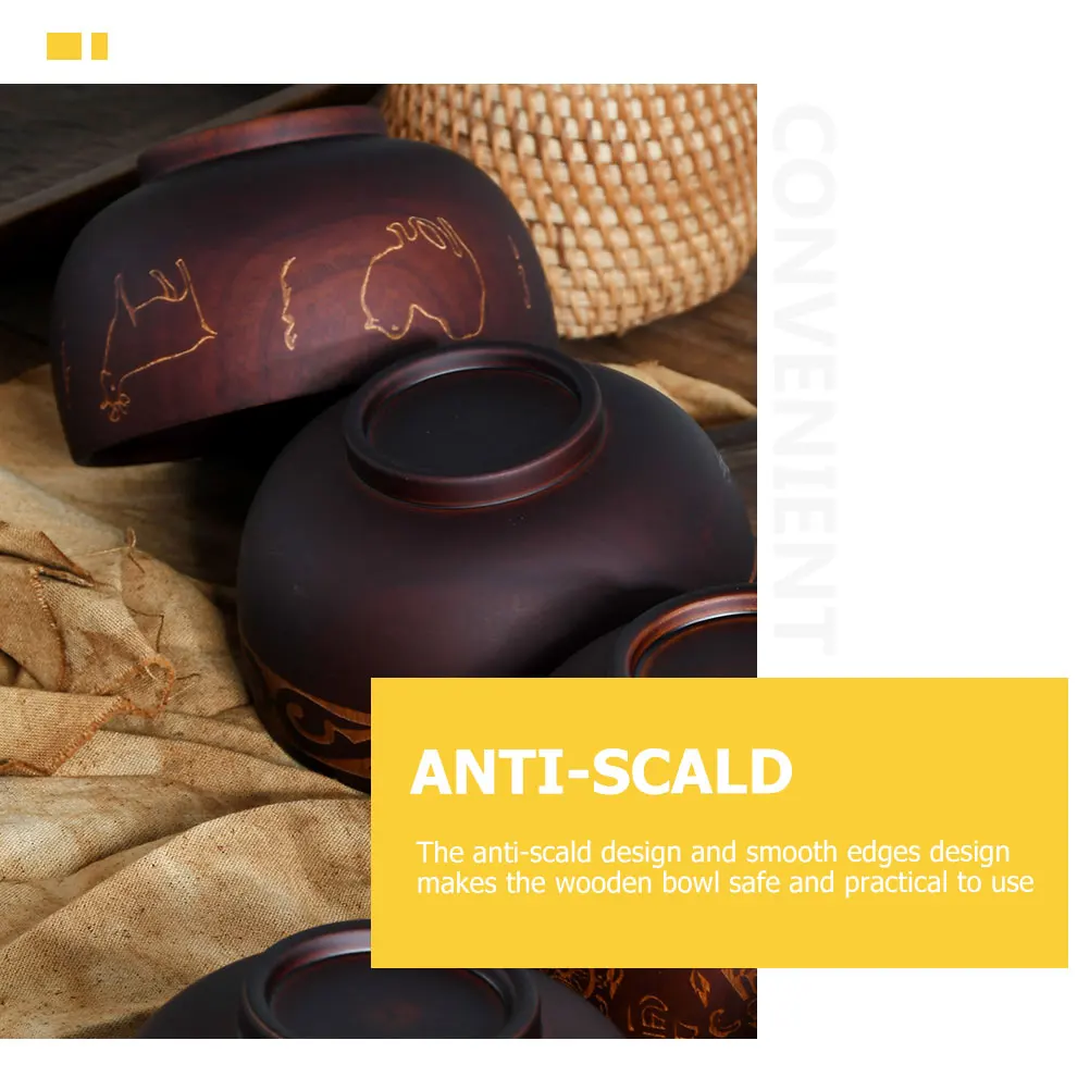 

Wooden Bowl Acid Wood Carving Craft Natural Impermeable Salad Rice Noodle Soup Container Household Kitchen Tableware