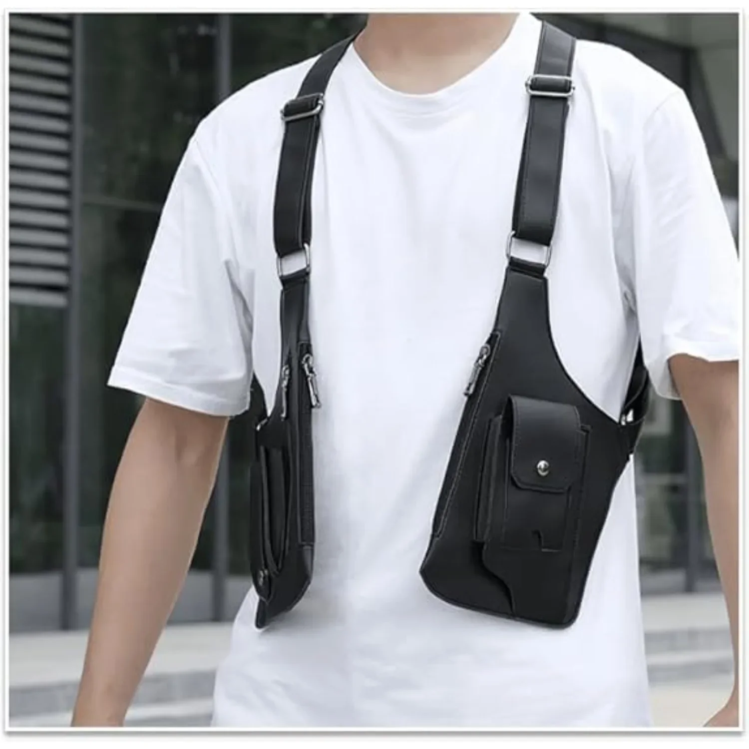 حقيبة تحت الإبط مضادة للسرقة، حافظة كتف مخفية، حقيبة تخزين مزدوجة، جيب محفظة الهاتف