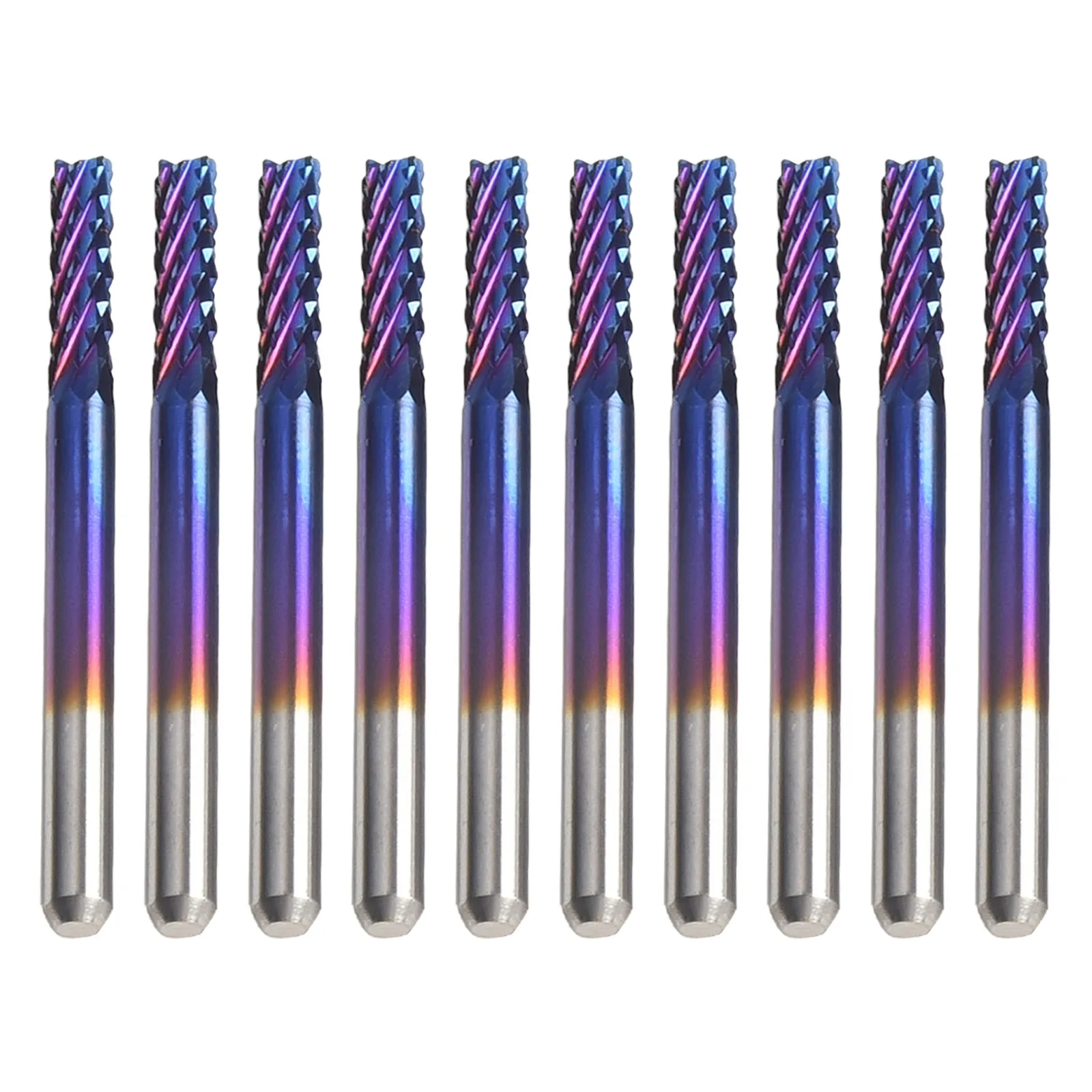 

Efficient Carbide Router Cutting Bit 10 Pack Blue End Mill Engraving Bit for CNC PCB Suitable for Various Materials