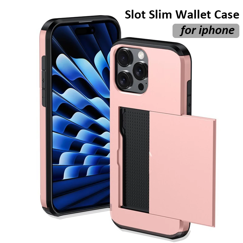 

For iphone 16 15 14 Pro Max Case Card Holder Heavy Duty Protective Cover for iphone 13 12 11 Mini Shockproof Slim Wallet Case