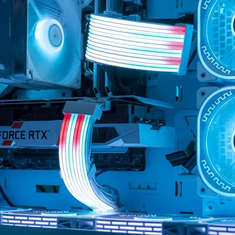 

24-контактный удлинительный кабель ATX 8Pin GPU RGB, 5 В 3-контактный ARGB Lighting SYNC, удлинитель адаптера PSU