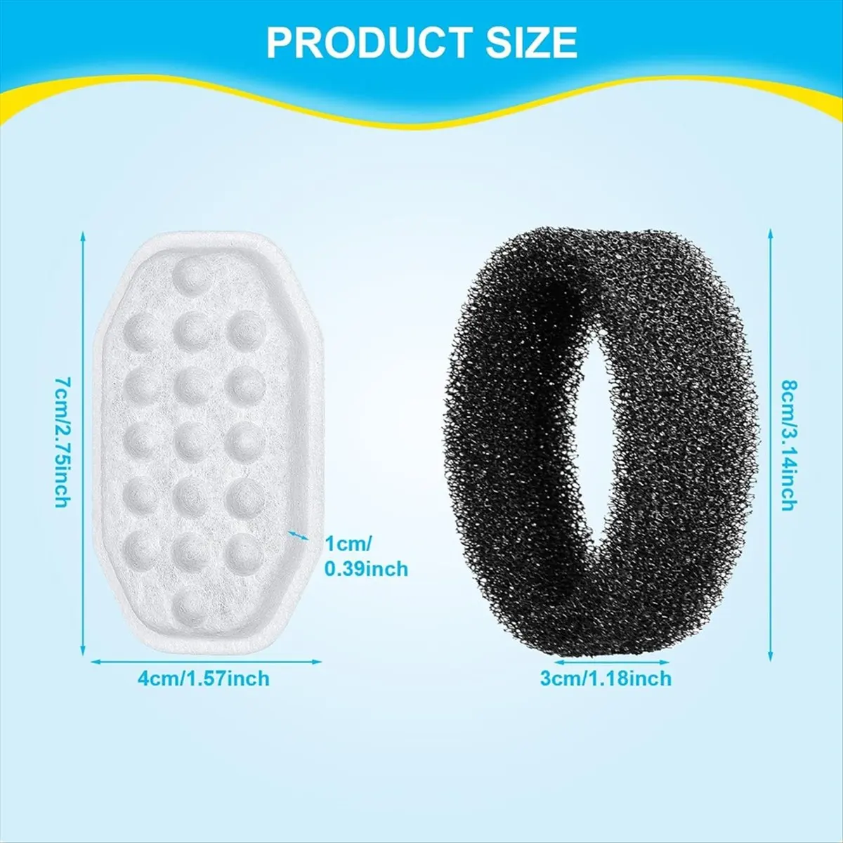 

A62K 8 Set Cat Water Fountain Filters Replacement & Pre-Filter Sponges for 108oz/3.2 Stainless Steel Pet Water Fountain