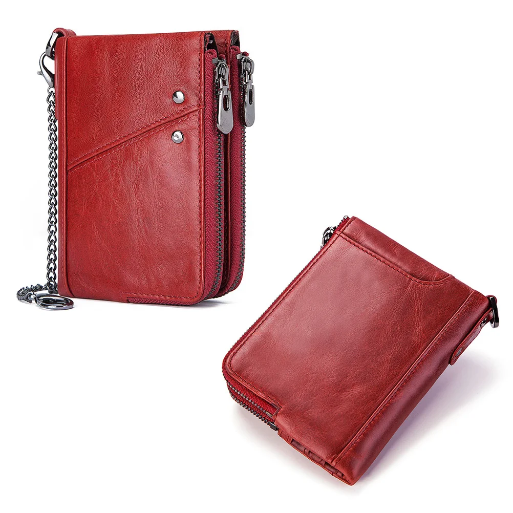 

Men Red Anti-Theft Rfid Slim Clutch Wallet Multifunctional Credit Holder Coin Purse Fashionable Travel Organizer