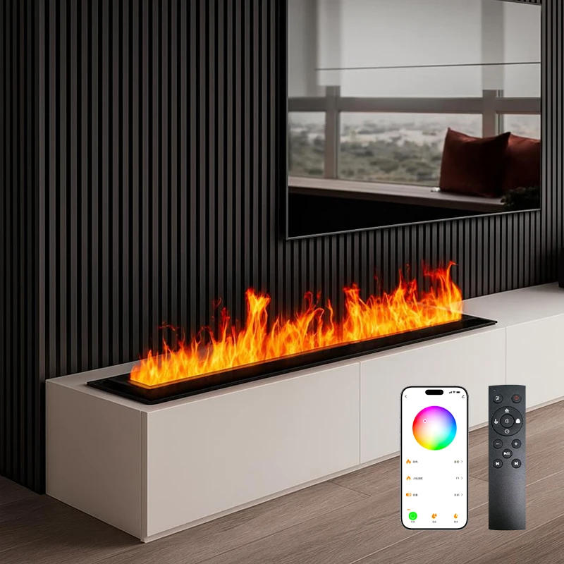 

1000 1500 2000mm Built-In Household WIFI Control Flame LED 3D Water Vapor Electric Fireplace
