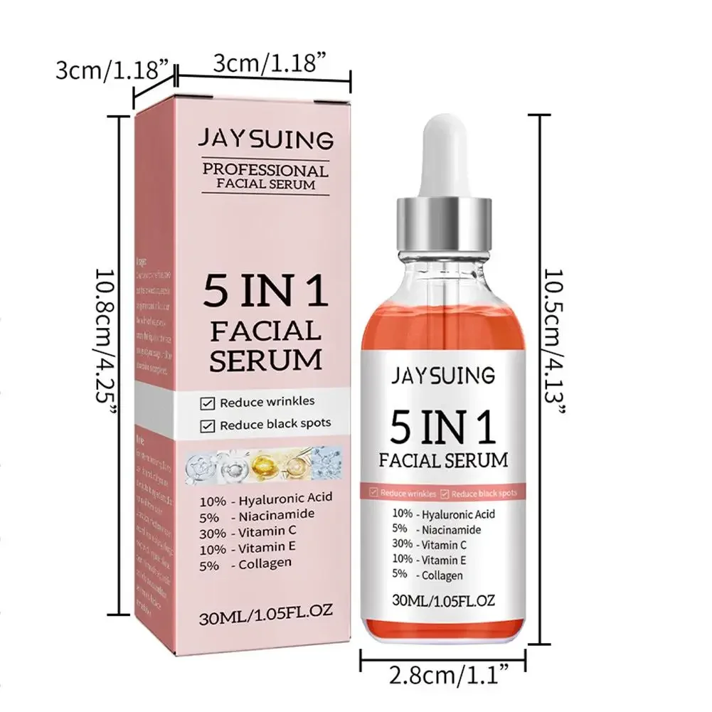 5 In 1 Face Serum Moisturizing Whitening Anti Wrinkle Aging Vitamin C Hyaluronic Acid Facial Serum Shrink Pores Skin Care Serum