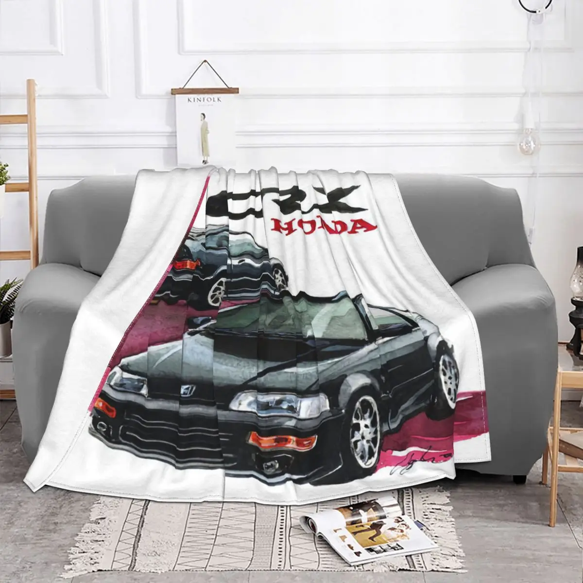 For Honda Crx Del Sol Eh6 Targa Blanket Bedspread On The Bed Plush Soft Bed Blanket King Size