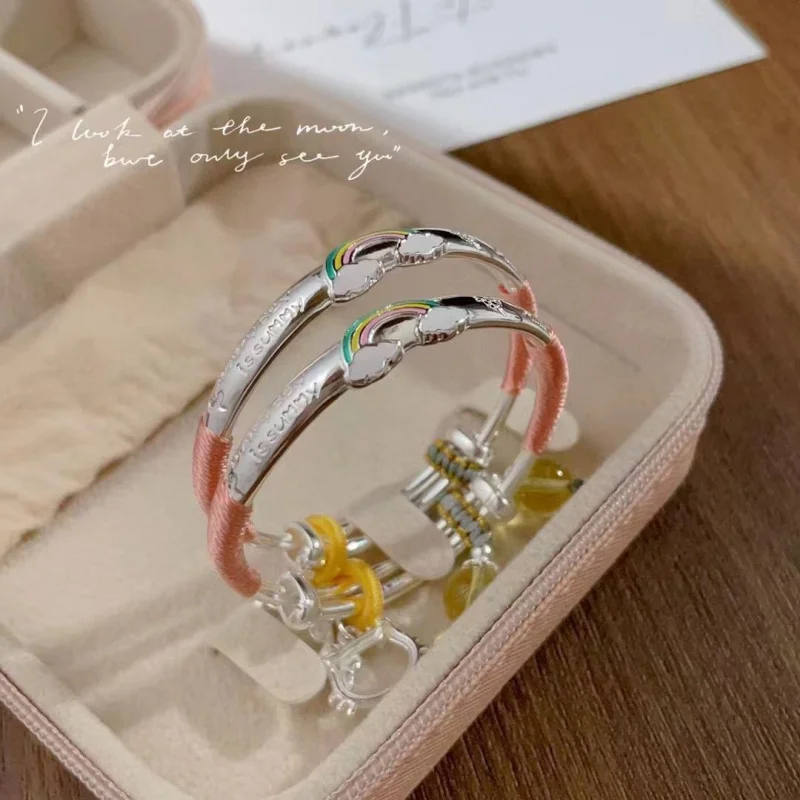 S999 Solid Silver Push-Pull Bracelet Cute Wristband No Engraving Needed