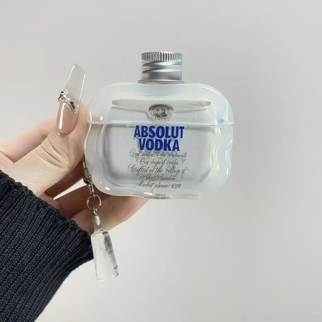 Creative Liquor Bottle Case for Apple AirPods Pro2 4 3 2 1 Protective Case Pro3 Bluetooth Wave Earphone Cover With Pendant
