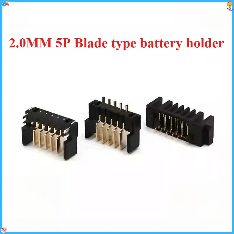 10PCS 5PIN Gold Plated Male Connector Gilded Blade Type Battery Base PH2.0mm Spacing for Intelligent Door Locks