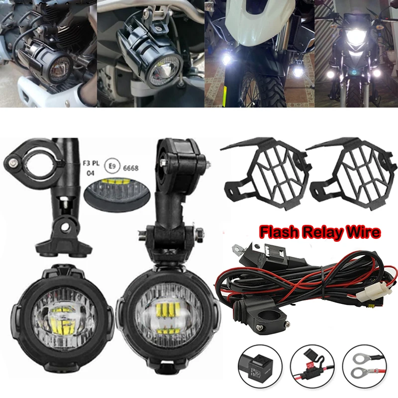 Motorcycle Led Spotlight Tangent Auxiliary Lamp Fog Light Flashing Len Super Bright High Power 40W For BMW F800 F650