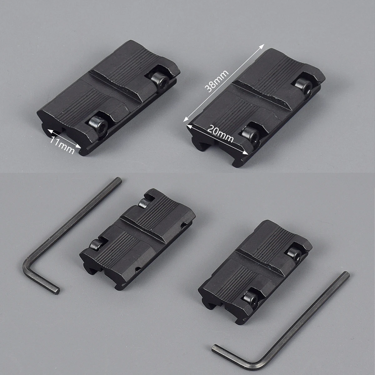 Scope Mount Rail Adjustable Adapter 2Pcs Base 11mm Dovetail to 20mm Picatinny For Hunting Optics Tactical Accessories