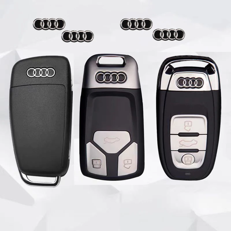 5Pcs Car Remote Key Sticker Aluminum Emblem Decoration Decal For Audi A1 A2 A3 A4 A5 A6 A7 A8 Q1 Q2 Q3 Q4 Q5 Q6 Q7 Q8 TT RS3 RS7