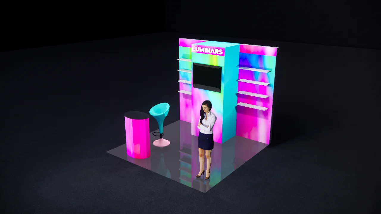 Ideas de exhibición de productos de exposición 10x10 para espectáculo de belleza que incluyen estantes y almacenamiento IBS LAS VAGAS