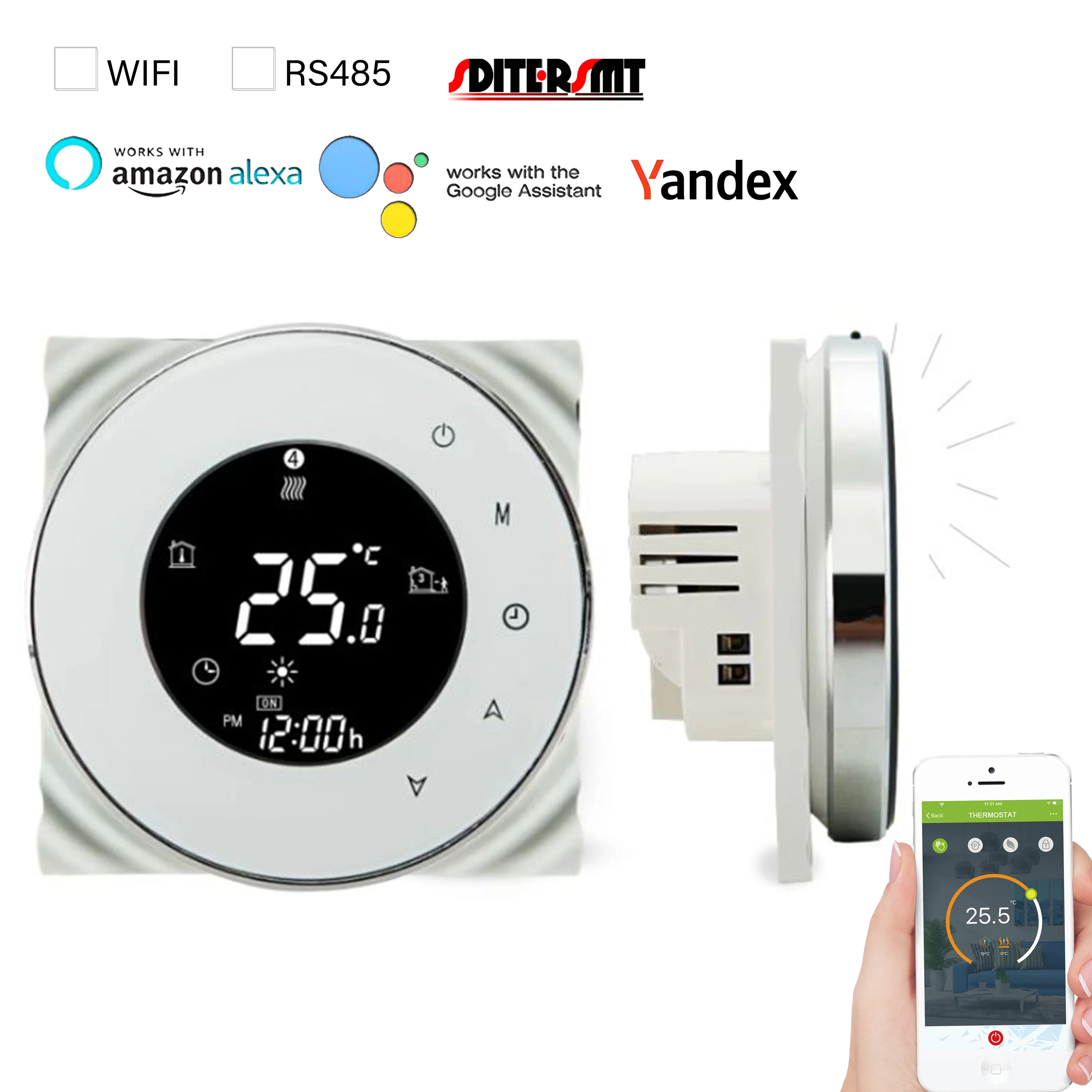 Circular Touch Screen WIFI/RS485 Heating THERMOSTAT for Underfloor Radiation Thermal Connection Boiler/Valve/Electronic Heating