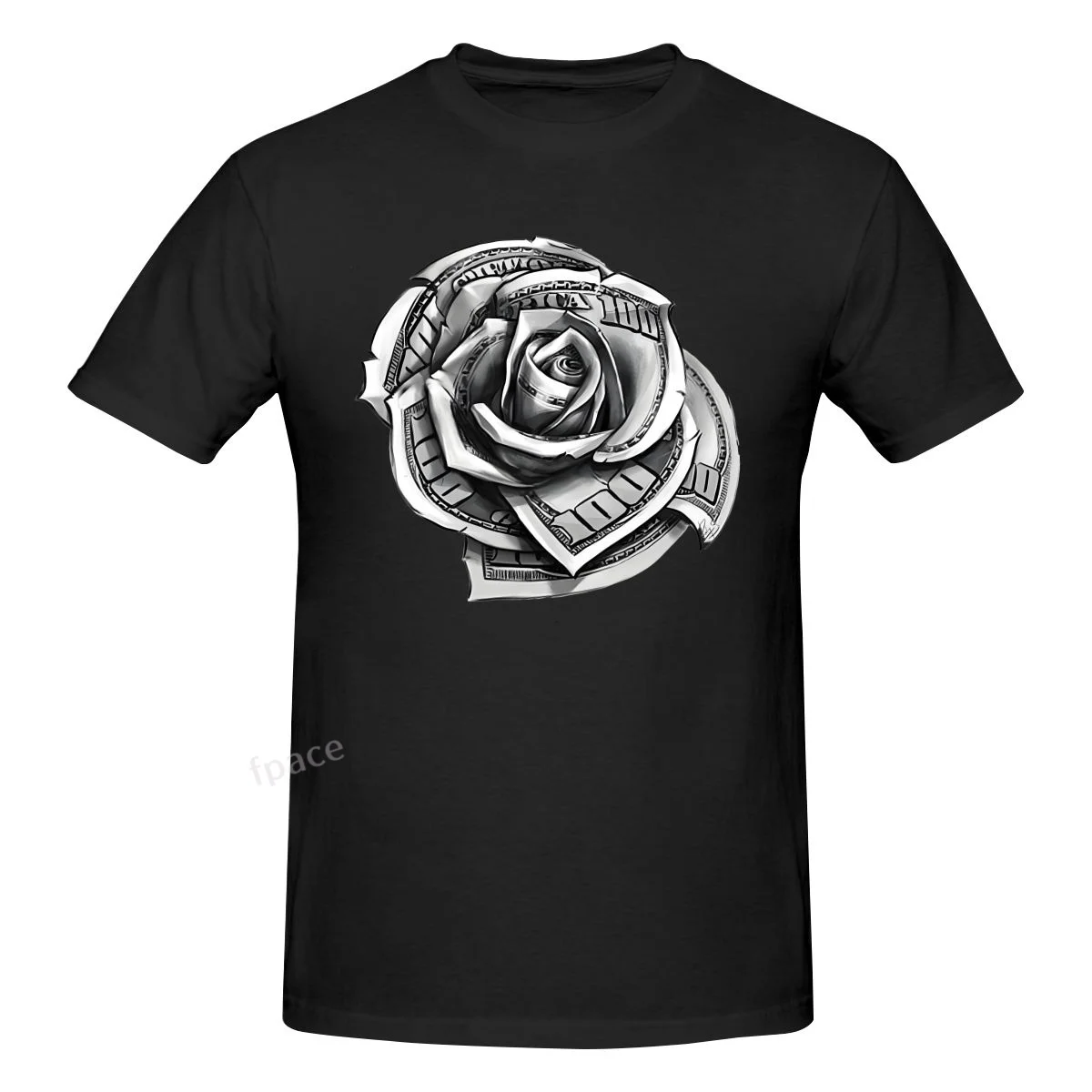 

MONEY ROSE Casual Cotton Summer Men Clothing Tops Men's Basic Short Sleeve T-Shirt