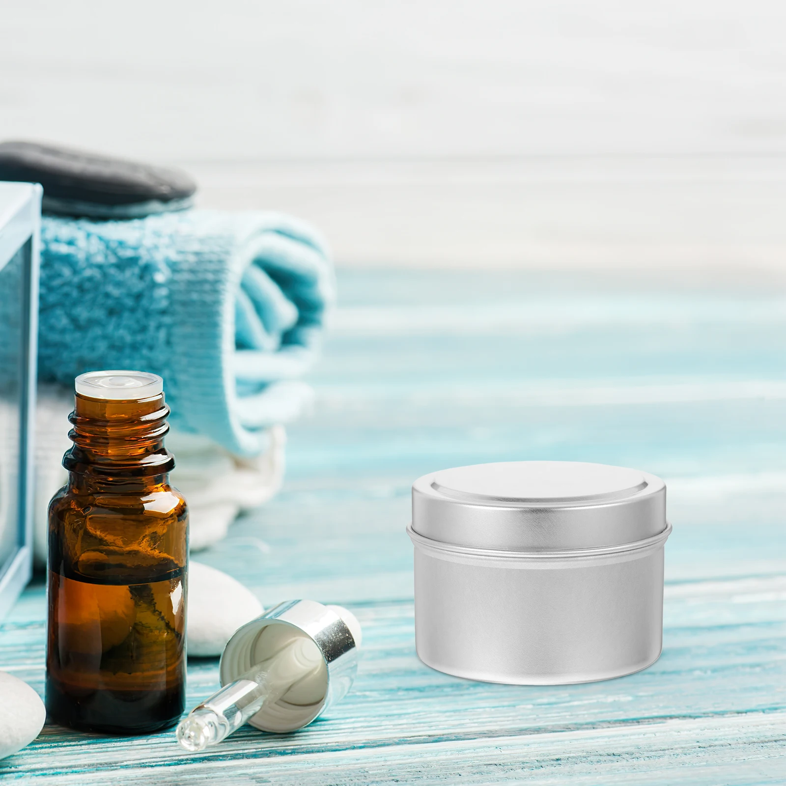 

4pcs Aromatherapy Gift Tin Metal Container Jar Empty Storage Boxes 4oz White Silver DIY Tea Light Holders