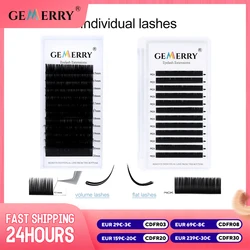 Gemerry Individual Eyelashes For Extension Cat Eyelash Classic Round Lash Faux Mink Handmade Ellipes Flat Lashes Makeup Supplies