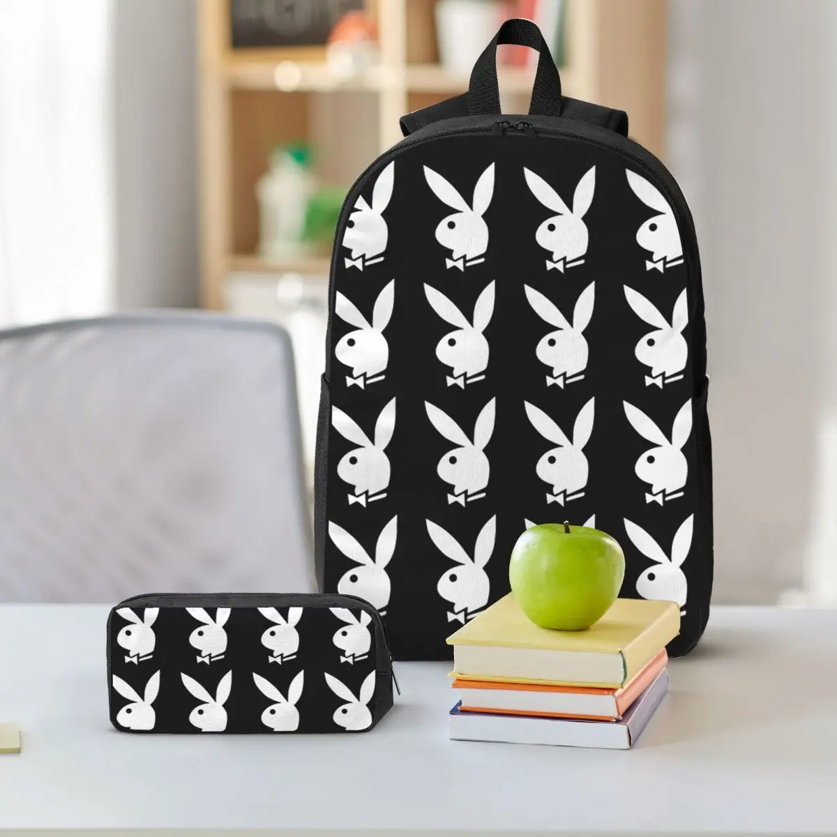 Y2k Bunny Design Backpack Student BookBag School Bag Shoulder Bags 3ps Insulated Lunch Bag Pencil Case