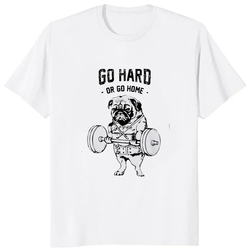 Мужские футболки Go Hard or Go Home Pug Life, модная повседневная свободная футболка для тяжелой атлетики, фитнеса, тренажерного зала, Мужская футболка, уличная одежда, хипстерские футболки