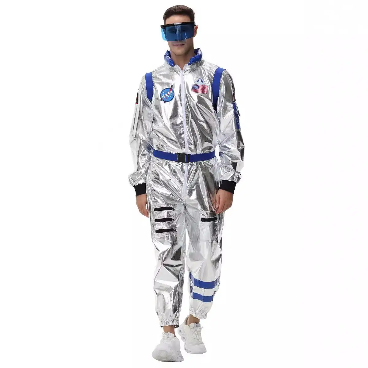 

Космический костюм астронавта на Хэллоуин, серебряный комбинезон ex, костюм для выступления на сцене, женский, мужской, бренд Yuemeikai