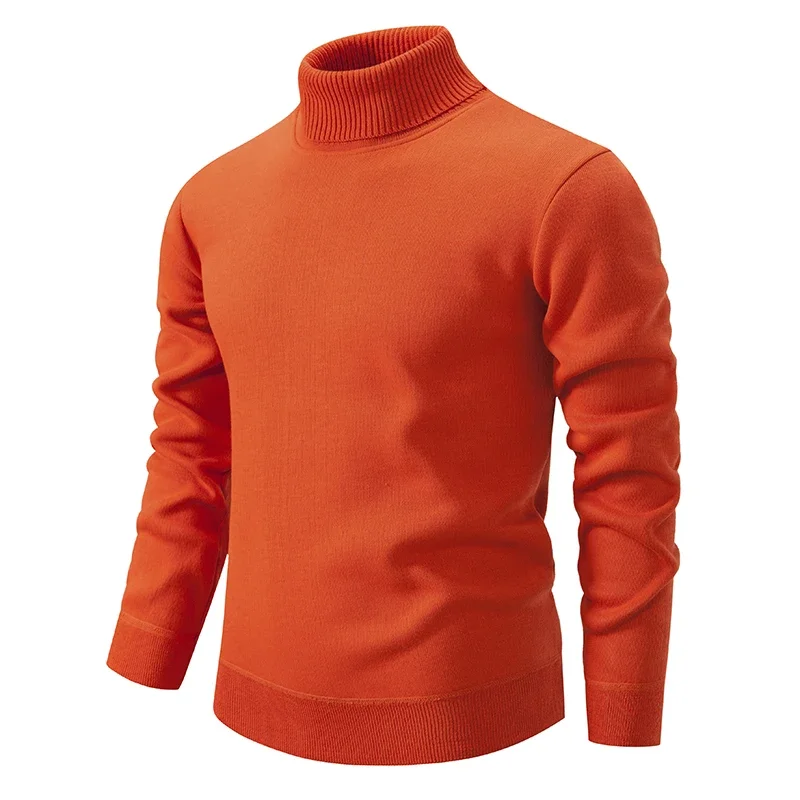 Suéter grueso y cálido de cuello alto para hombre, Jersey ajustado, prendas de punto, doble cuello, Invierno