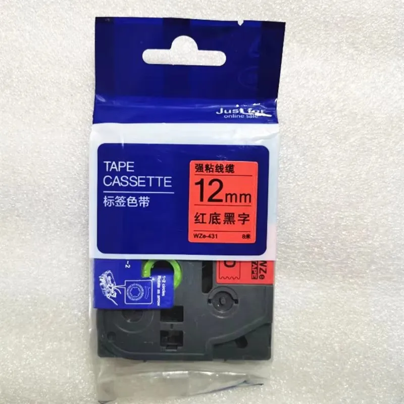 P Touch Printer TZe-431 TZ-731 Label Tape Compatible handmade label AZe-431 AZe-731 12mm Black On Red Black On Green For pt-d200