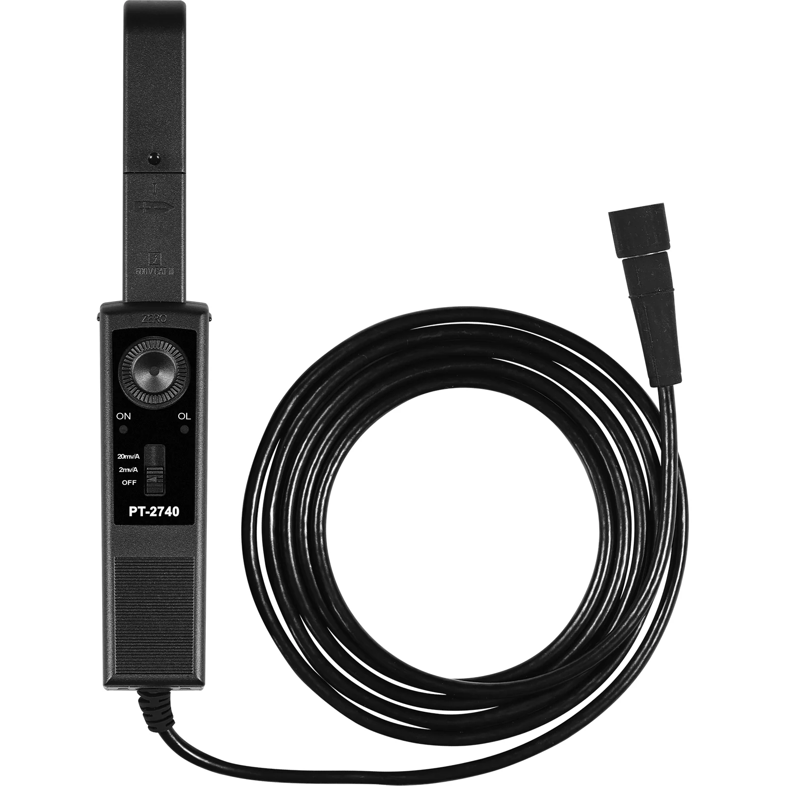 PINTECH AC/DC Current Clamp for Oscilloscope 300kHz Scope Current Probe, 2A-60A, 60A-500A Test Range, PT-2740