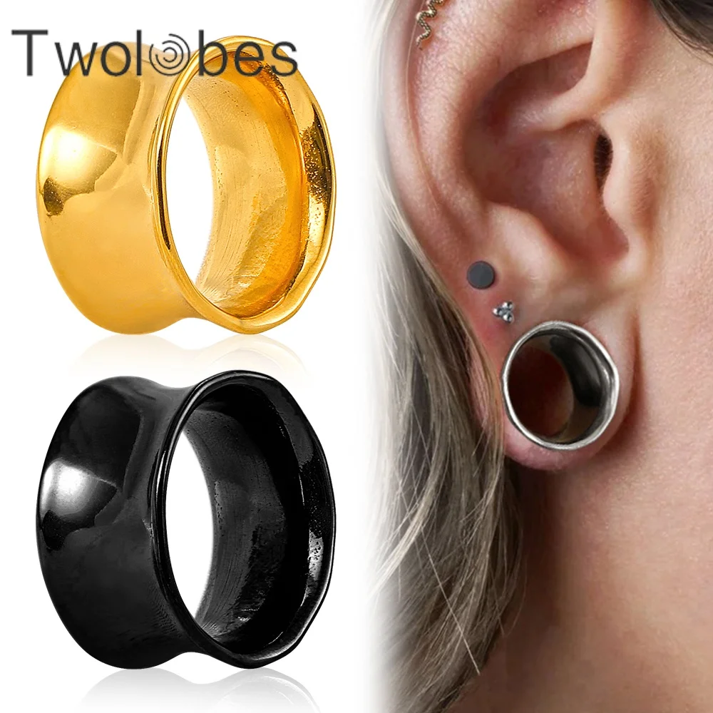 Twolobes 2PCS Irregular Ear Gauges Plugs Expander Ear Tunnel Piercing Body Jewelry Stretcher Studs 316L Surgical Stainless Steel
