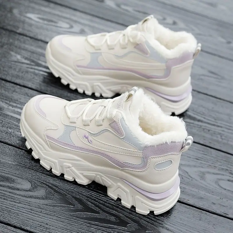 Student Friendly Winter Sneakers 2025 Warm Fleece Chunky Design Retro Ins Trends Lightweight Comfort for Campus Life​