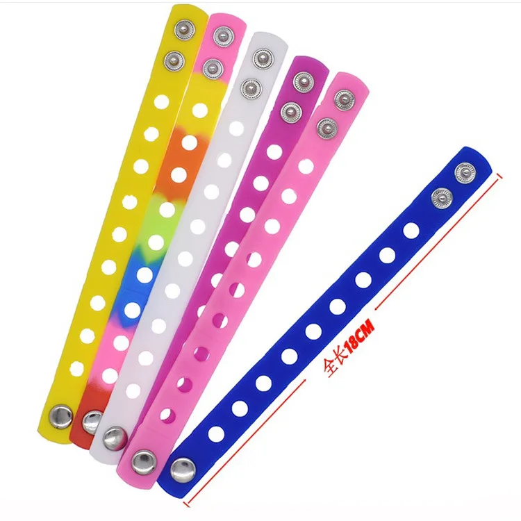 2 colors silicone 18cm Wristbands strap bracelet decoration can fit shoe buckles charms accessories DIY tool kids man gift