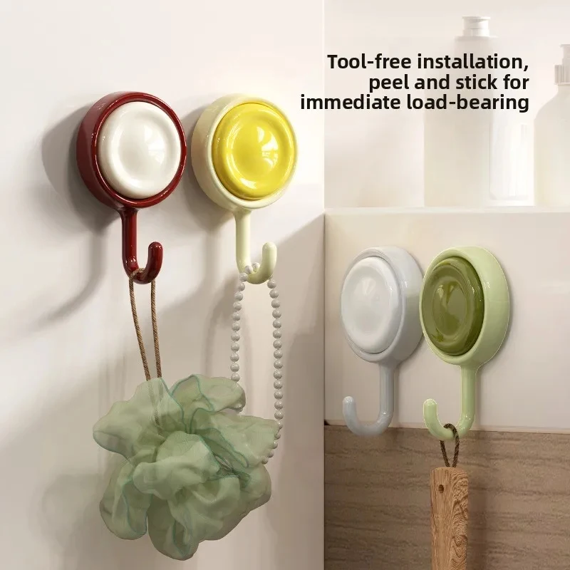 

4Pcs 360°Rotatable Seamless Adhesive Hooks, Nordic Strong Load-Bearing Detachable Bathroom Towel Hooks