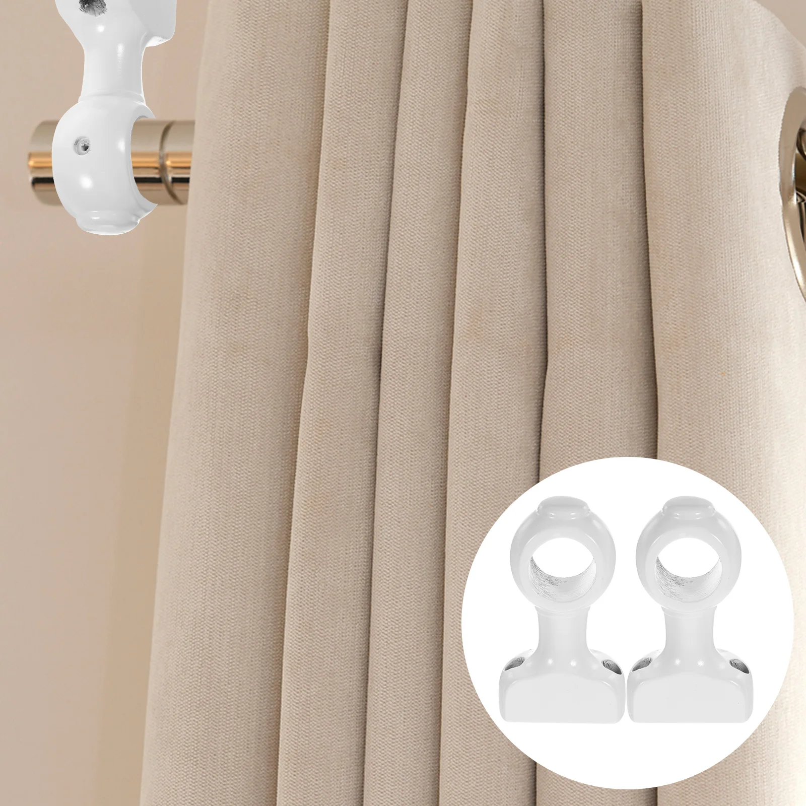 2 Pcs Curtain Rod Bracket Pole Brackets Cloth Hangers Door Stopper Hooks Rods Racks for Mounting Ceiling