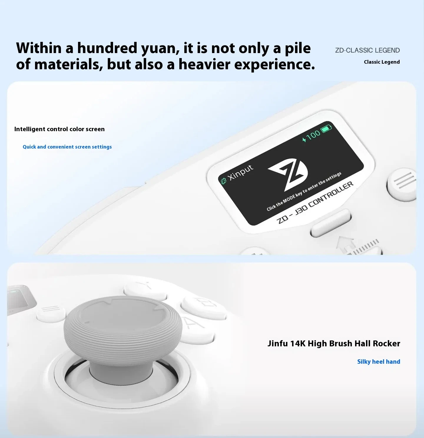 ZD Classic Legend Wireless Game Controller 3-Mode LCD Screen Dual Hall Trigger Joystick Switch Switch2 NS TV Steam PC Accessory