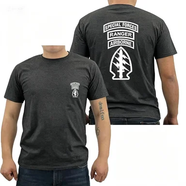 Hot Sale Fashion US Army Special Forces Airborne Commando Ranger Front & Back Print T-shirt Men Short Sleeve T Shirt Cool Tees