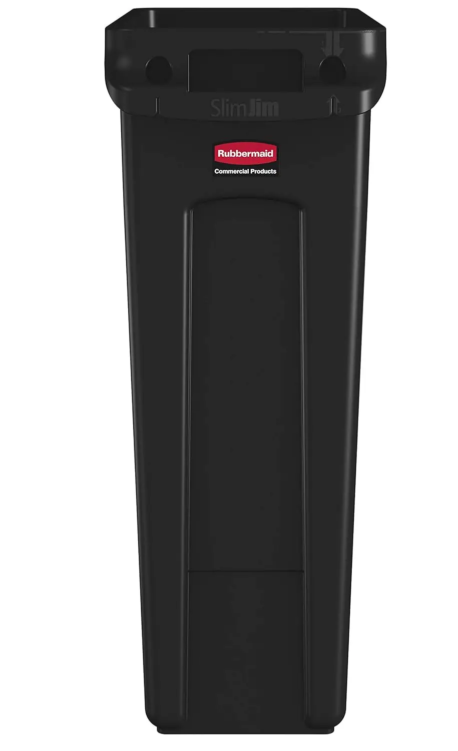 Slim Jim Plastic Rectangular Trash/Garbage Can With Venting Channels, for Kitchen, Office, Workspace, 23 Gallon, Black