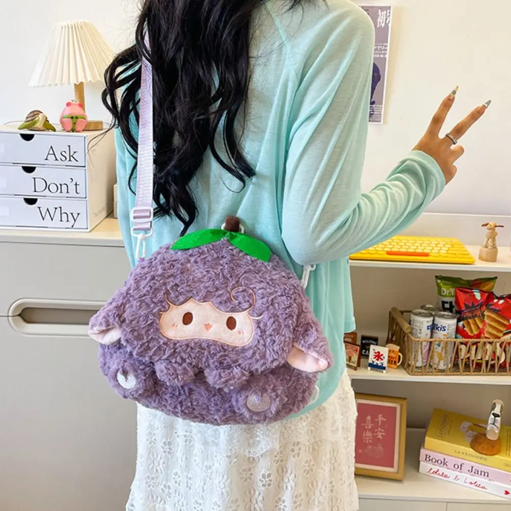 Collezione di zaini con chiusura a forma di pecora in cotone PP Spalle di grande capacità Zaino a doppio uso Borsa a tracolla Zaino con animali di peluche