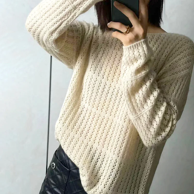 

Autumn and Winter 2022 New Women's Sweater 100% Pure Wool Knitted Pullover Loose Soft Korean Fashion Top