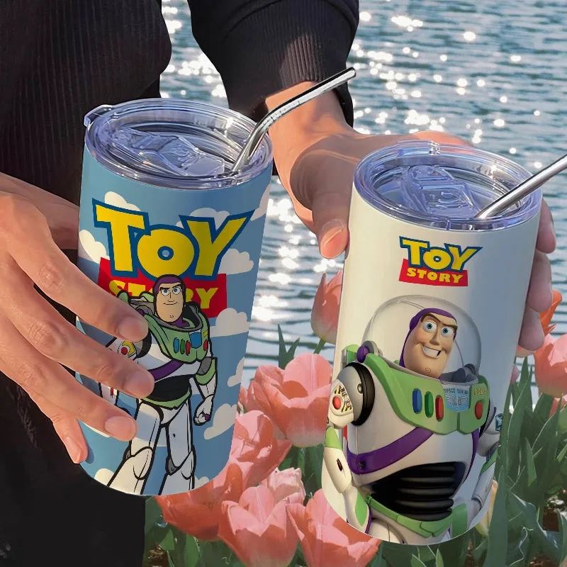 Toy Story Buzz Lightyear Cartoon Animation Creative Stainless Steel Insulated Cup Kawaii Fashion High-Looking Portable Straw Cup