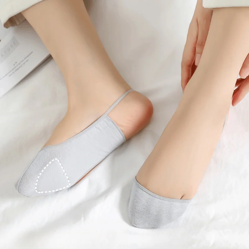 Women Invisible No Show Socks Cotton Anti-Slip Heel Summer Thin Cushioned Toe Socks for High Heels Flats Breathable Boat Socks image 6