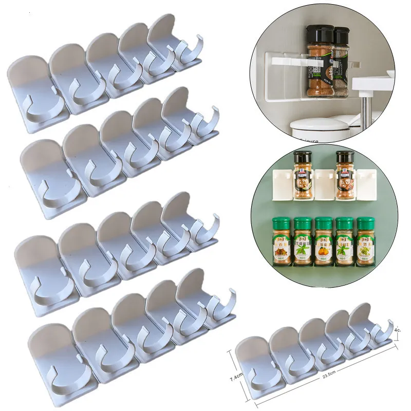 Wall Spice Clips Bottle Rack Kitchen Storage Seasoning Jar Storage Rack Self Adhesive Bottle Clip Cabinet Organizer Door Hooks