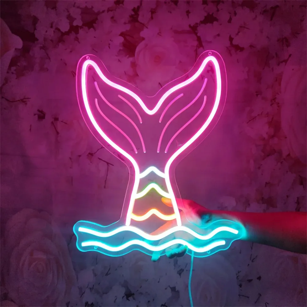 Mermaid Tail Neon Sign LED Neon Light for Kids Bedroom, Game Room & Party Decor, Birthday Gift Wall Light for Children’s Room