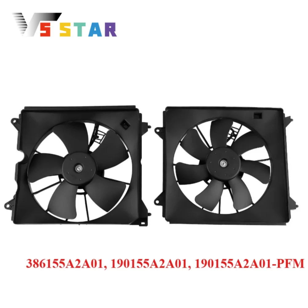 

386155A2A01 190155A2A01-PFM 2pcs A/C Condenser Radiator Cooling Motor Fan For 2013-2017 Honda Accord EX EX-L LX-S Black CF-1007