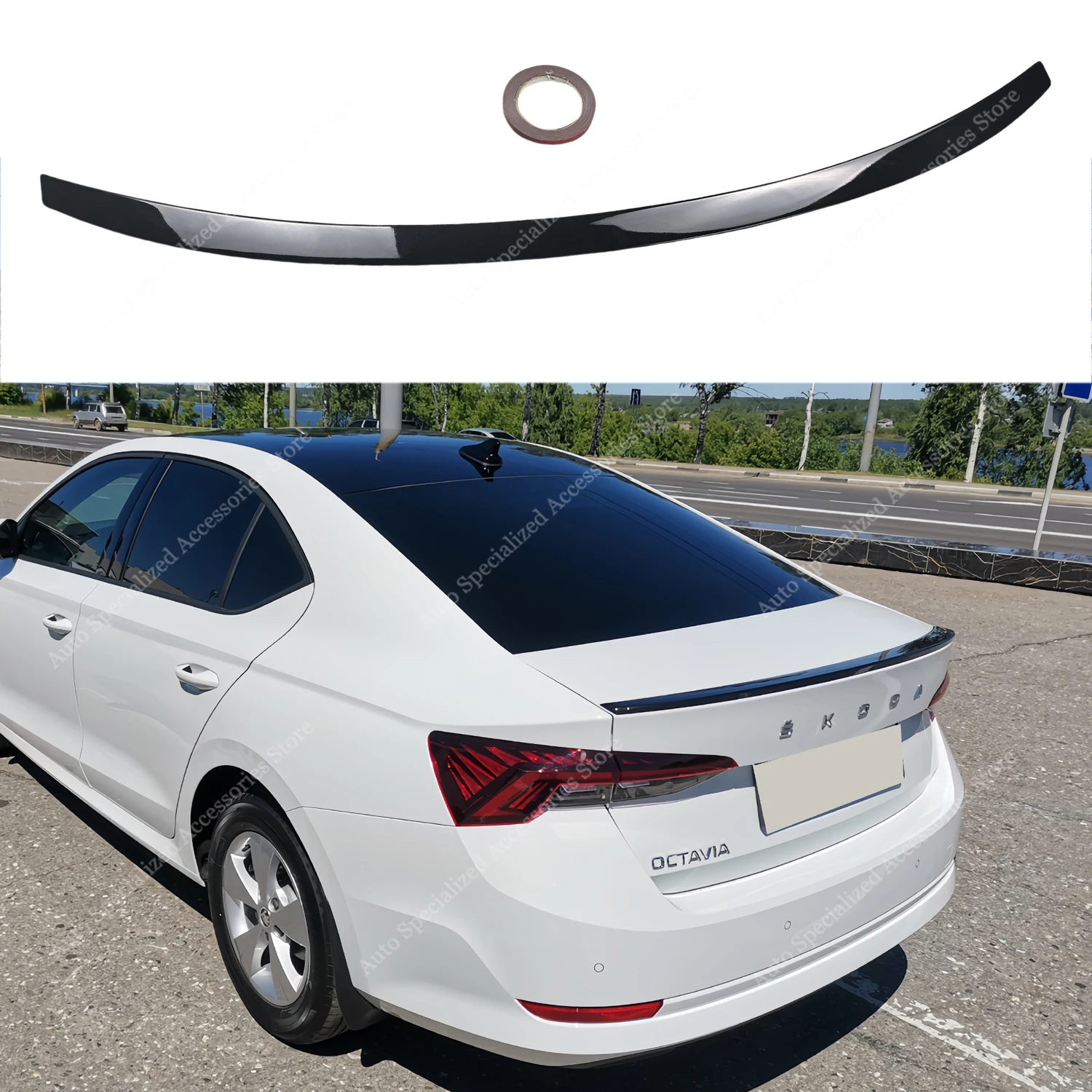 

Gloss Black P Style Rear Spoiler For Skoda Ovtavia A8 NX TSI TDI Pro 2020-2025 Mk4 Rear Trunk Tail Wing Lid Bodykits Tuning