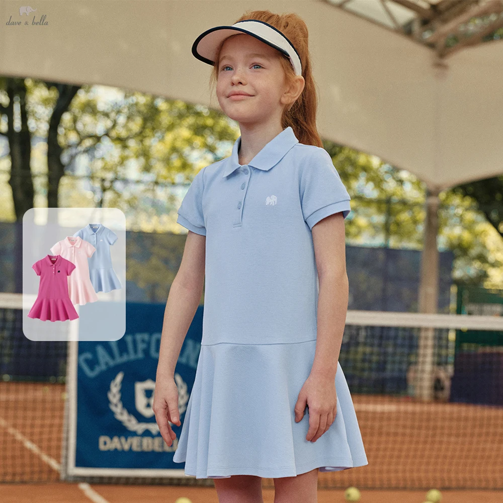 

Повседневное летнее платье-поло Dave Bella для девочек, свободное, с коротким рукавом, для детей 7-13 лет, для активного отдыха, DK2240918-A